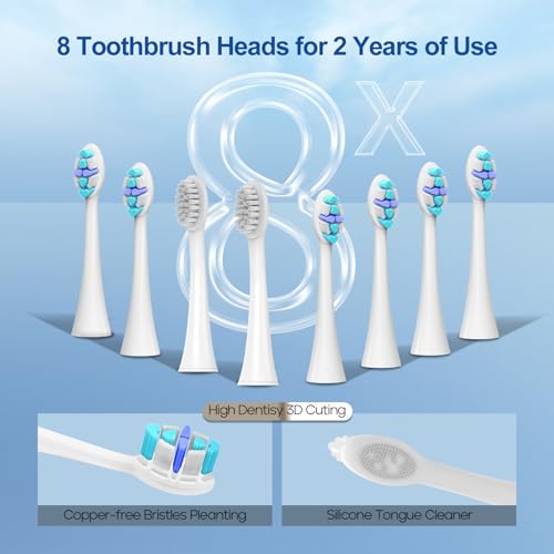Rechargeable Electric Toothbrush with 8 Brush Heads, 5 Modes, Pressure Sensor N55867