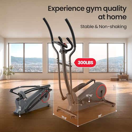Elliptical Machine with 8 Levels Adjustable Resistance LCD Monitor 13IN Stride 300 LBS Weight Capacity J97813
