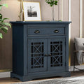 Dark Blue Wood Storage Cabinet with Doors and Drawer X13367