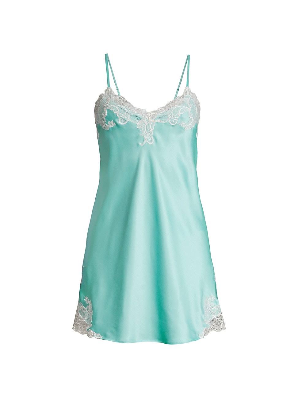 Satin and Lace V-Neck Sleeveless Chemise N625540