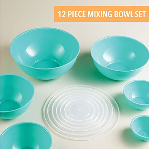 12 Piece Plastic Mixing Bowls with Airtight Lids Set E73145