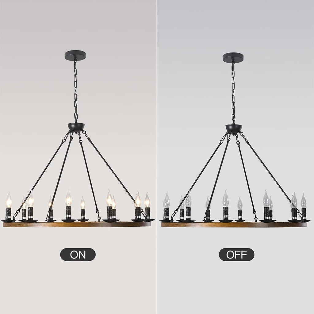 12-Lights Wagon Wheel Chandelier W728140