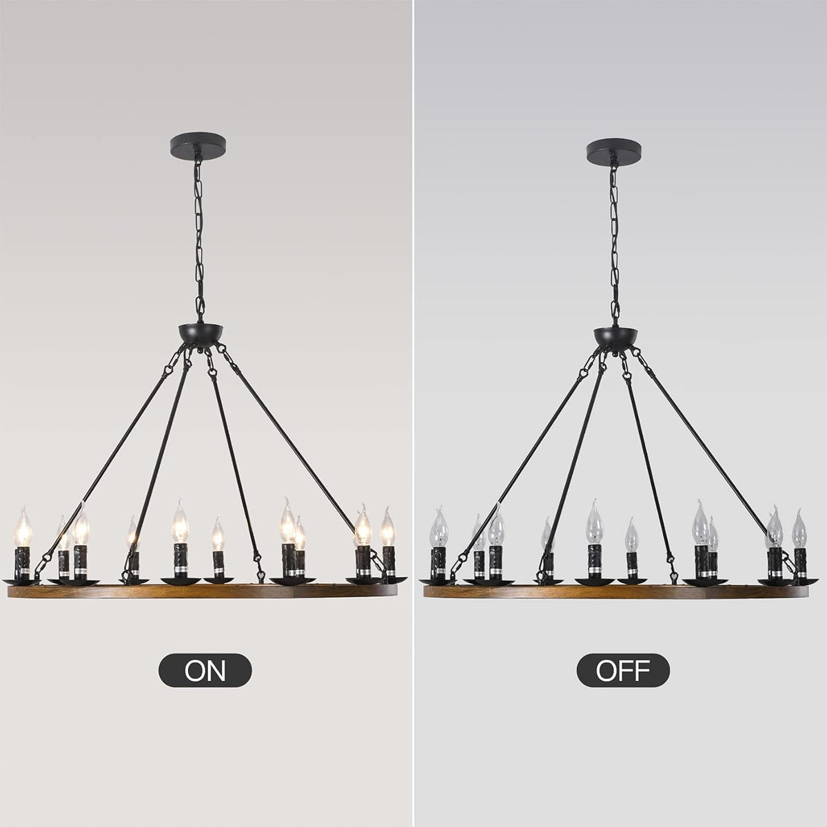 12-Lights Wagon Wheel Chandelier W728140