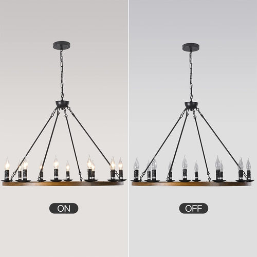 12-Lights Wagon Wheel Chandelier W728140