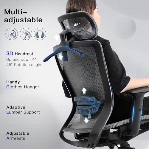 Black Ergonomic Mesh Gaming Chair with Headrest D701
