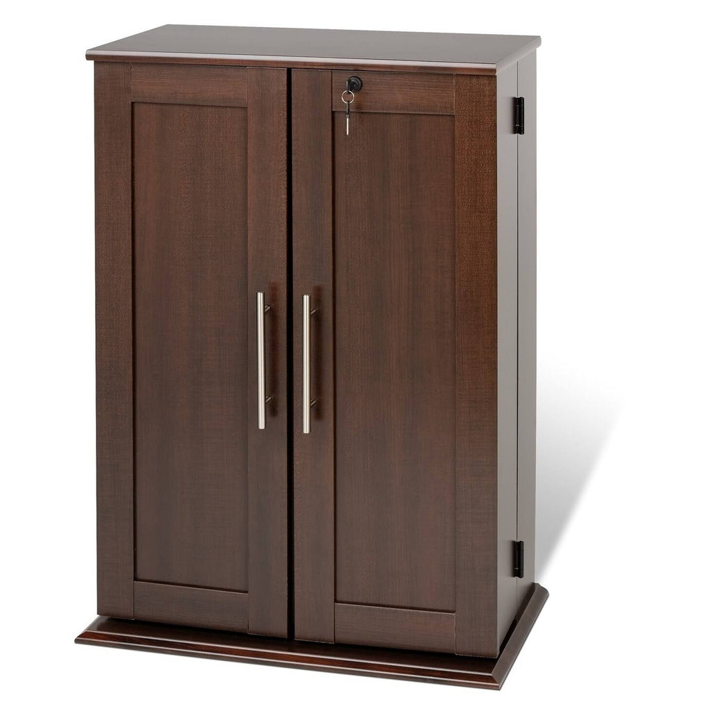 Locking Media Storage Cabinet with Shaker Doors, Espresso E936