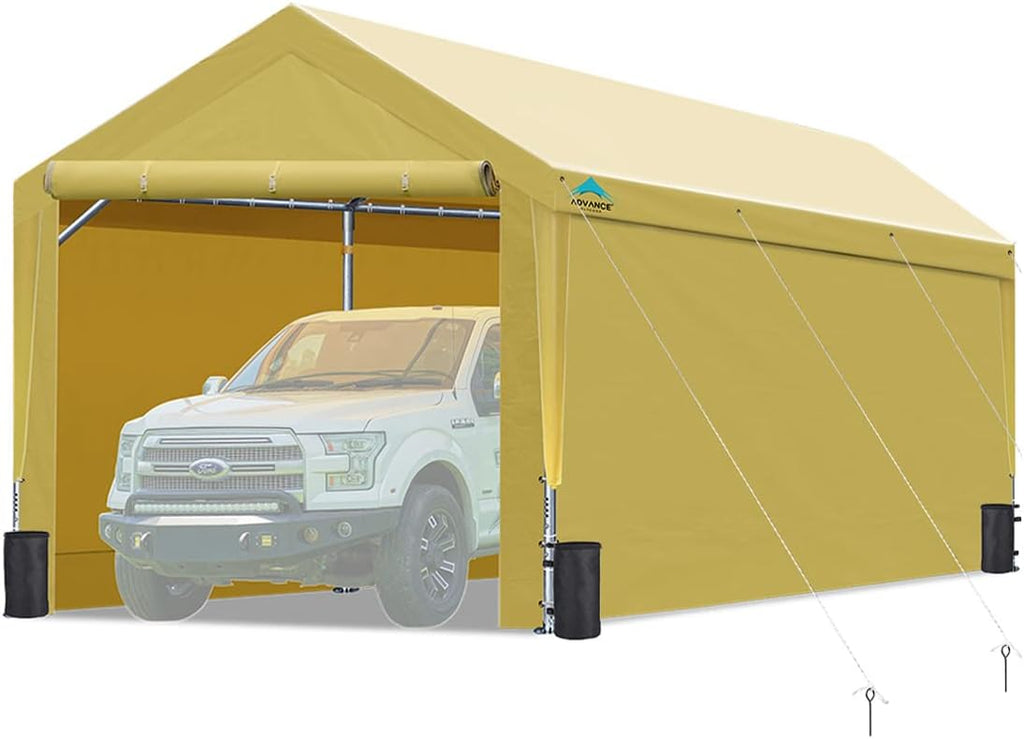 12x20 ft Heavy Duty Carport with Sidewalls and Doors T656932