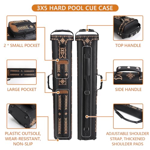 3x5 Hard Pool Cue Case Leatherette I1722