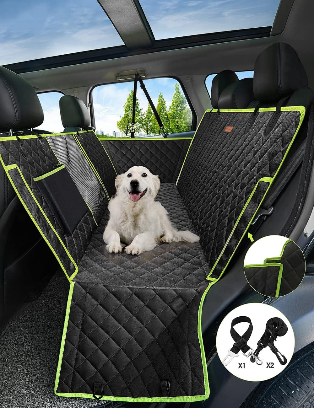 4-in-1 Waterproof Scratchproof Dog Car Seat Cover with Mesh Window R679388