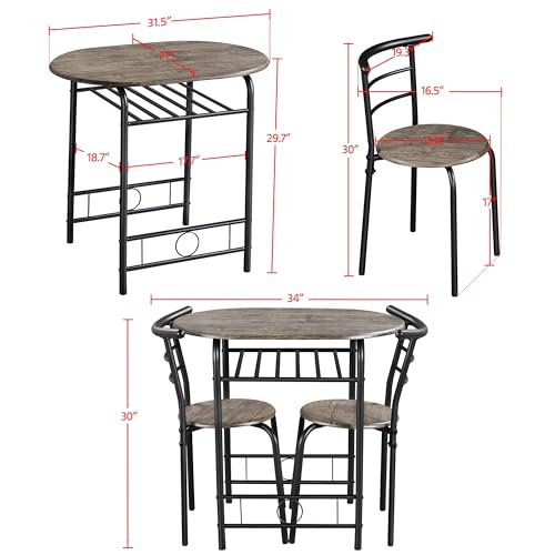 White 3-Piece Dining Table Set with Metal Frame A3124
