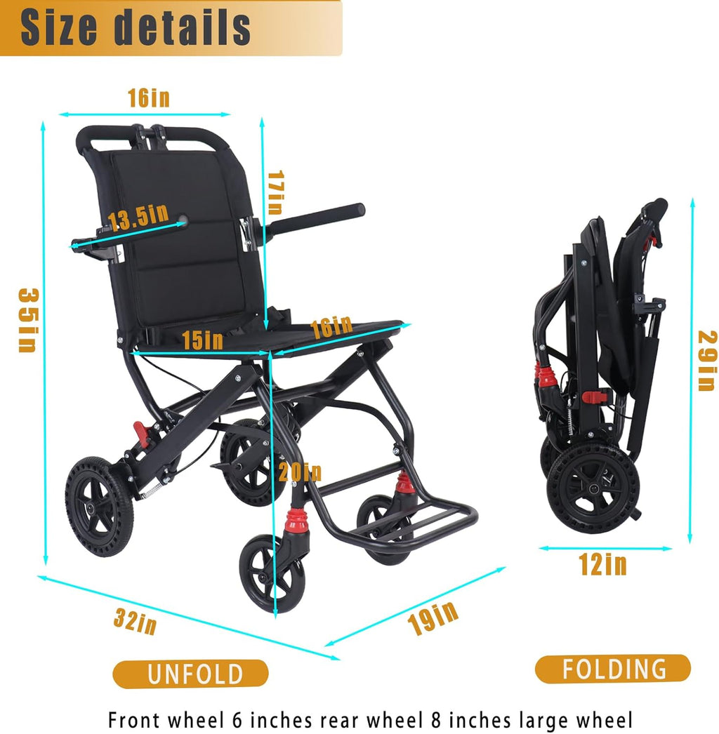 Ultra-Light Portable Folding Wheelchair with Handbrake W146