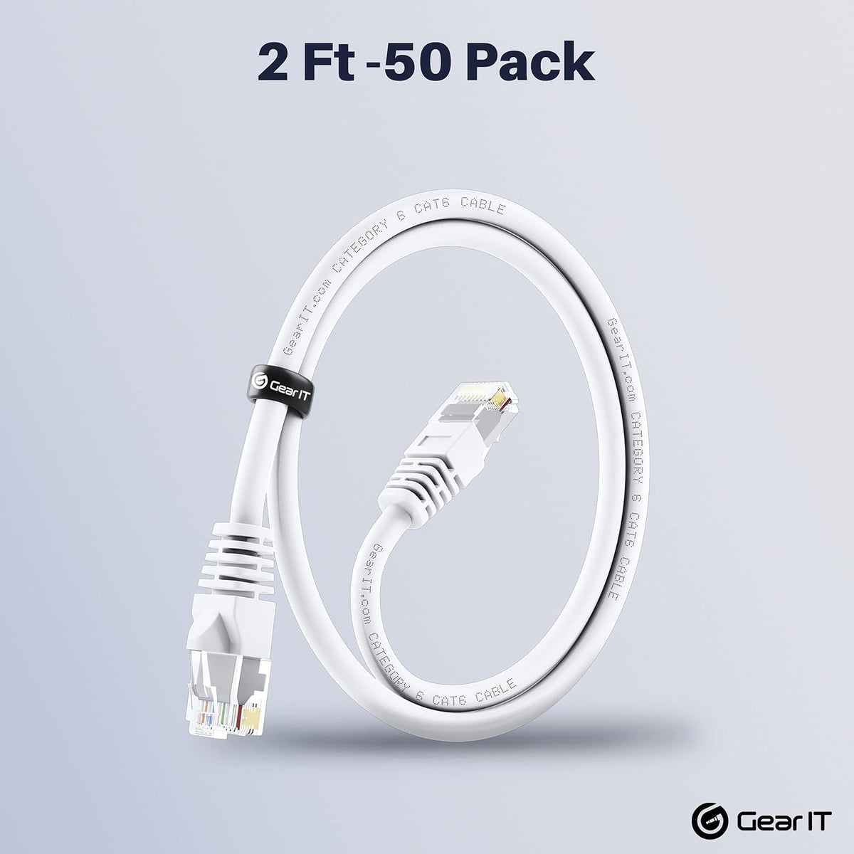 50-Pack White Cat 6 Ethernet Cable 2 Feet A748