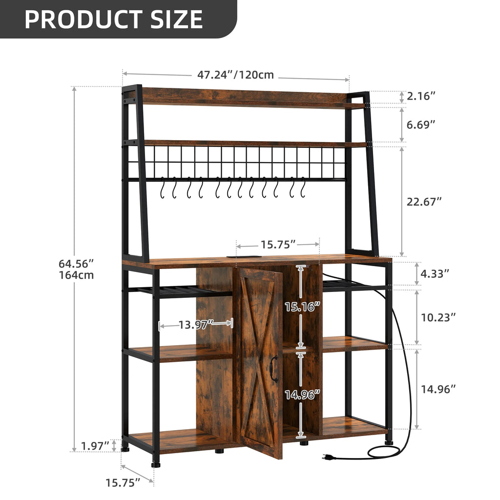 6-Tier Kitchen Microwave Oven Stand with Storage Cabinet and Wine Shelf W95115