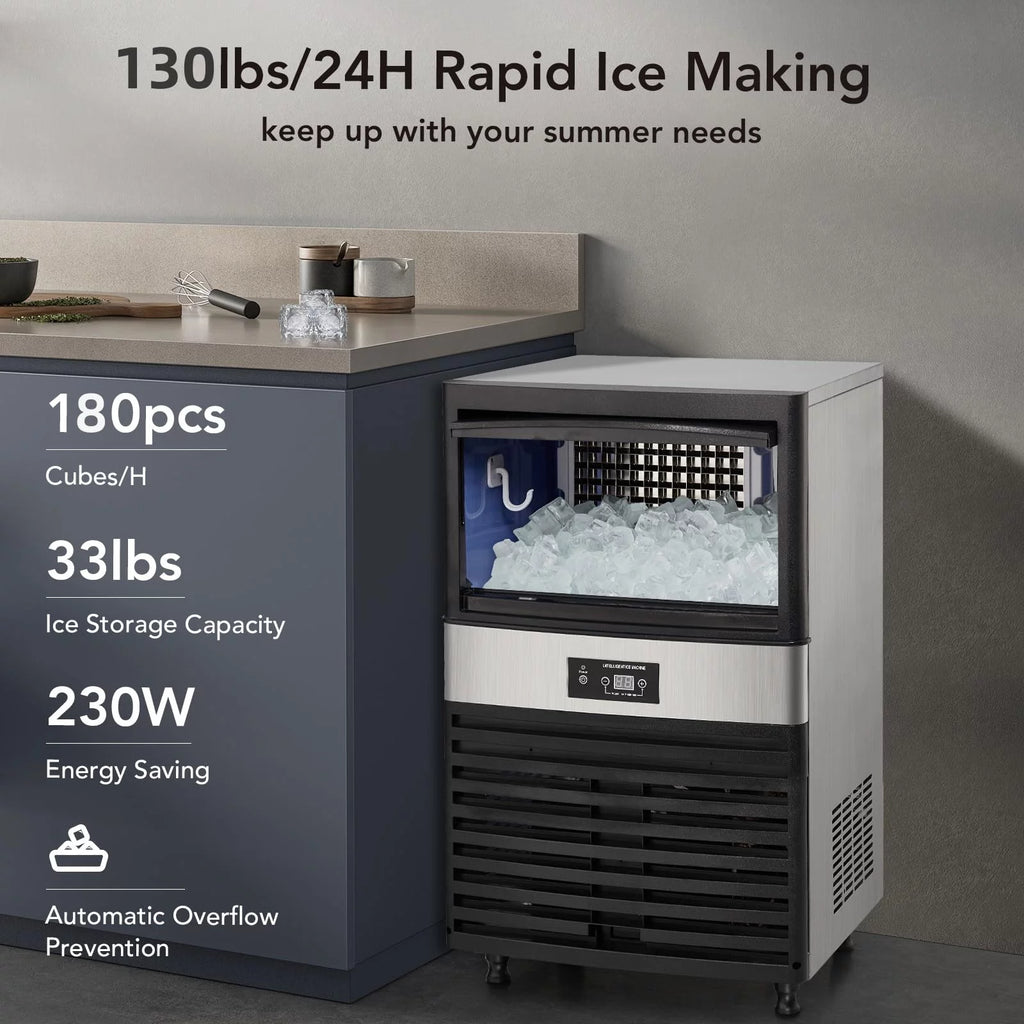 Commercial Stainless Steel Ice Maker with 44lbs Ice Storage J352540