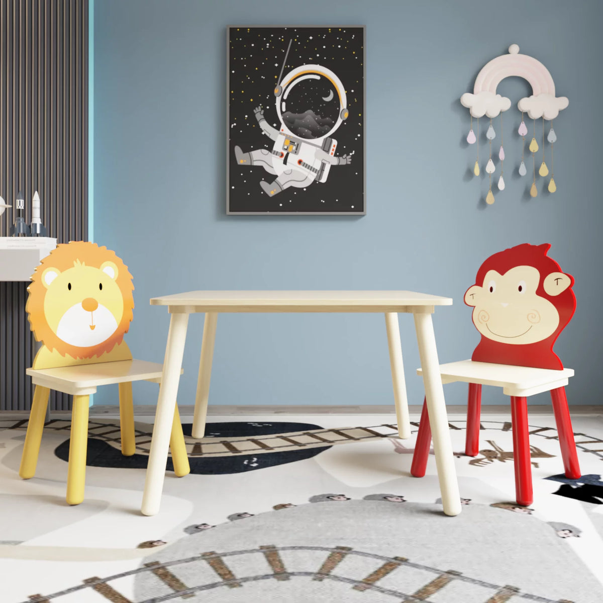 Cartoon Table & Chair Set with 2 Backrest Chairs G3118