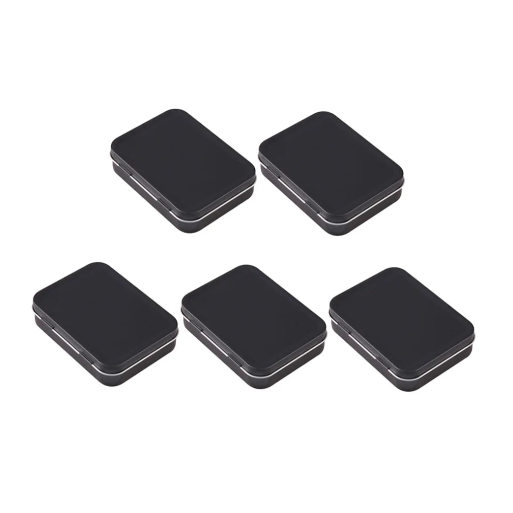 5 PCS Mini Rectangular Tin Storage Boxes with Lids Black M525009