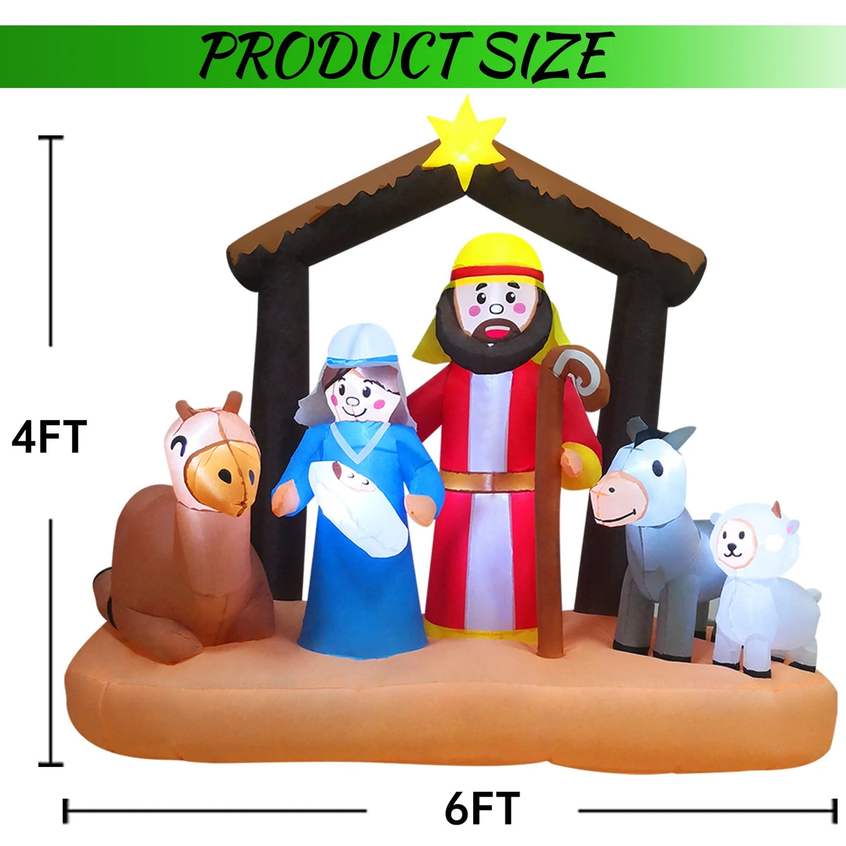 6ft Christmas Inflatables Nativity Scene with Build-in LEDs R5551