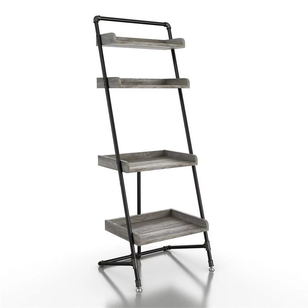 Vintage Gray Oak Wood Bookshelf Set of 2 Y35234