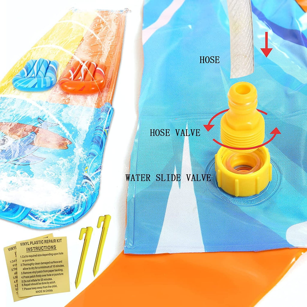 Inflatable Water Slide with 2 Bodyboards Lanes and Sprinkler X22936
