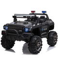 Black 12V Kids Electric 2-Seater Ride on Police Car SUV Truck Toy with Parental Remote Control A312