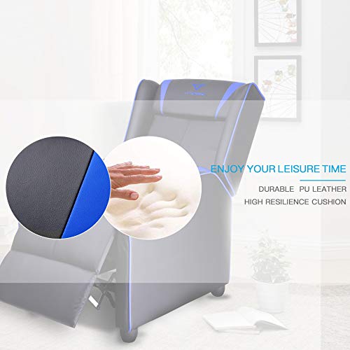 Blue PU Leather Gaming Recliner Chair E573