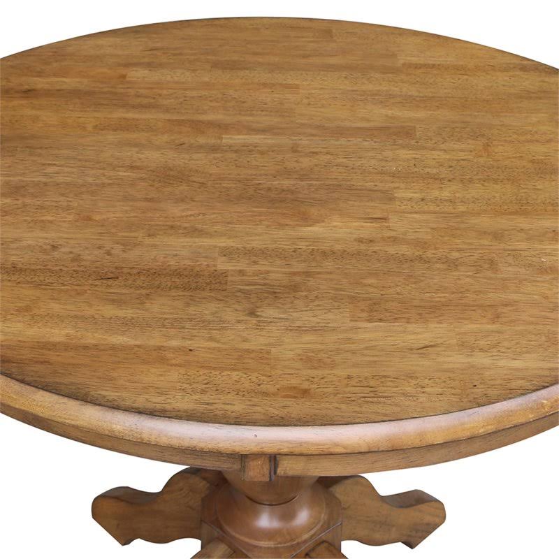 36x22 Round Pedestal Dining Table in Pecan W468536