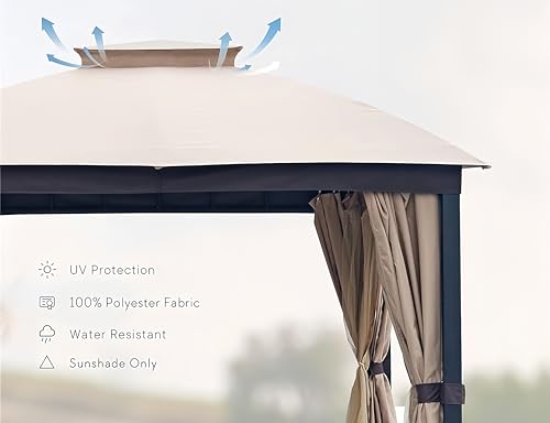 10x10 Heavy Duty Soft Top Gazebo with Metal Frame and Double Roof Canopy O280