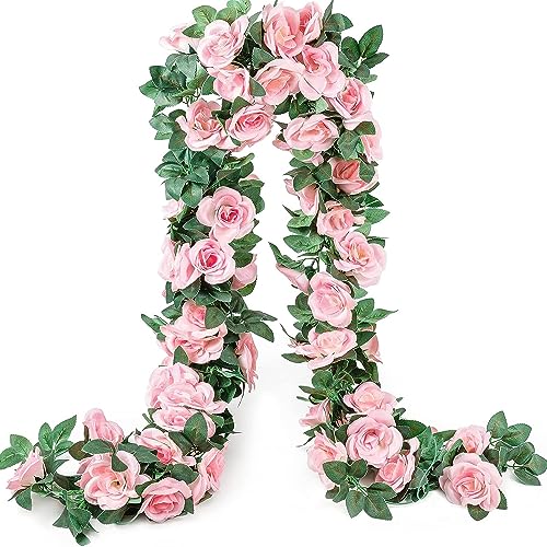 White 10PCS Artificial Rose Garland 7.5Ft B2738