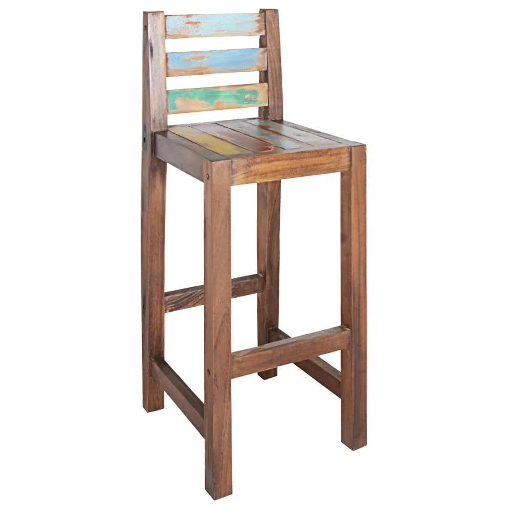 Solid Reclaimed Wood Bar Stools 2 pcs W95428