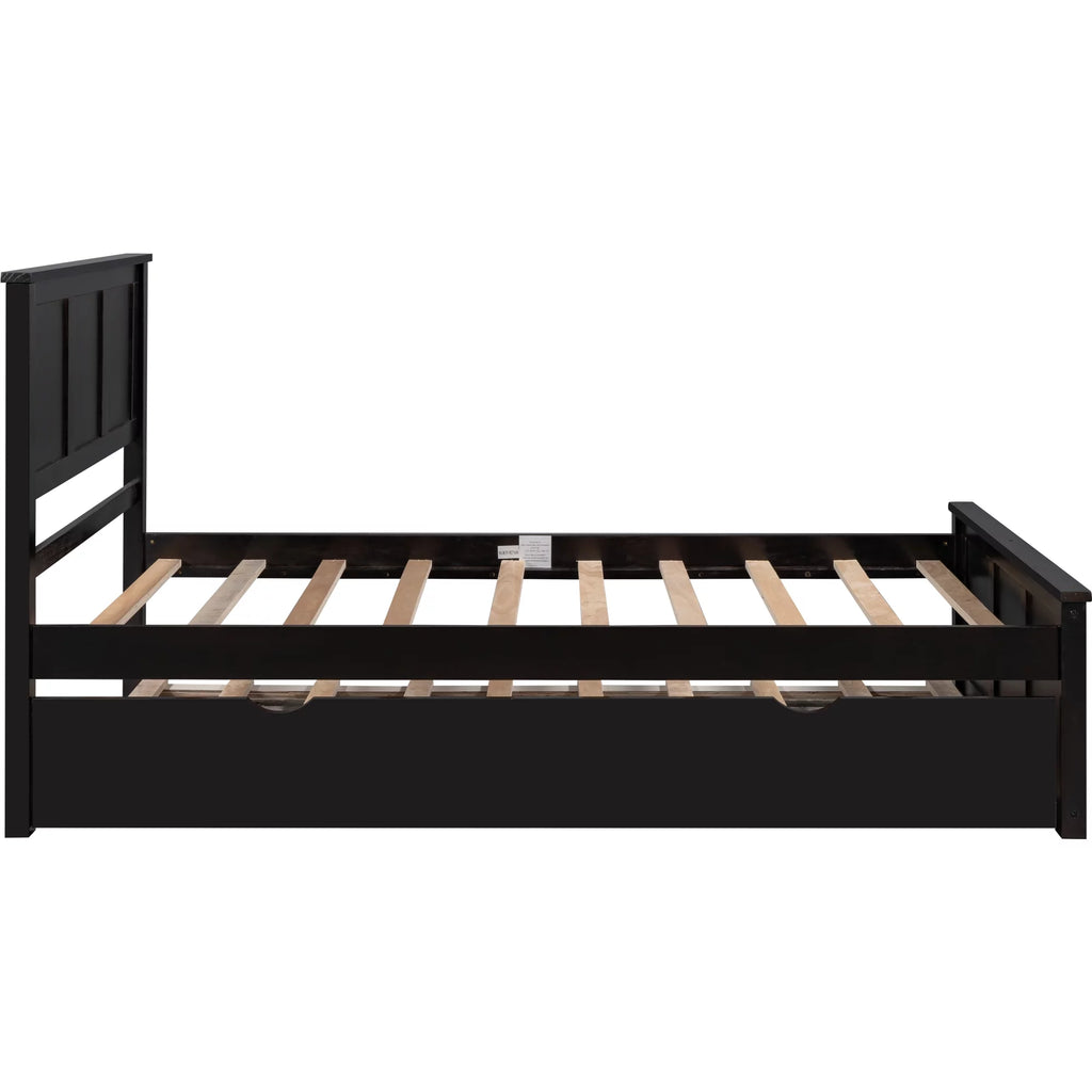 Wood Twin Platform Bed with Headboard & Trundle G4130