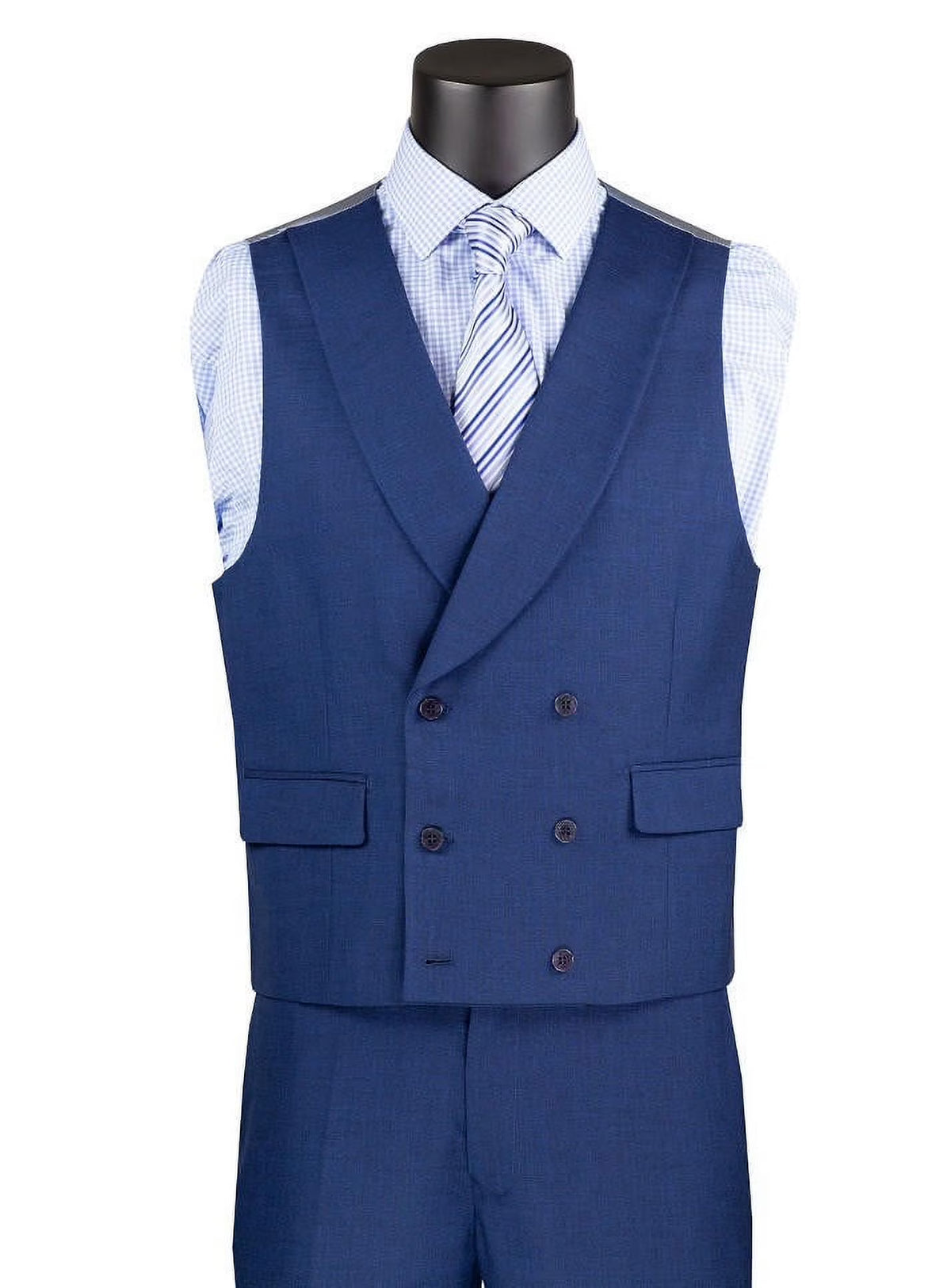 Navy Blue Big Lapel DB Vest A1195