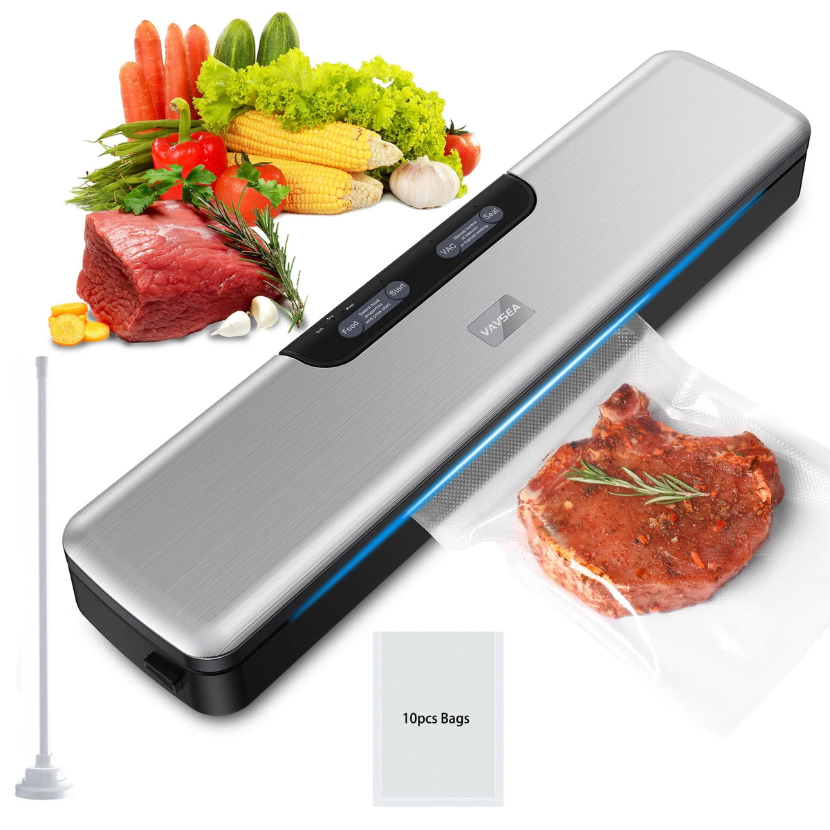 Vacuum Sealer with Vacuum Hose & 10Pcs Bags T61588
