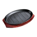 Oval Nonstick Sizzling Steak Plate with Bamboo Tray W628