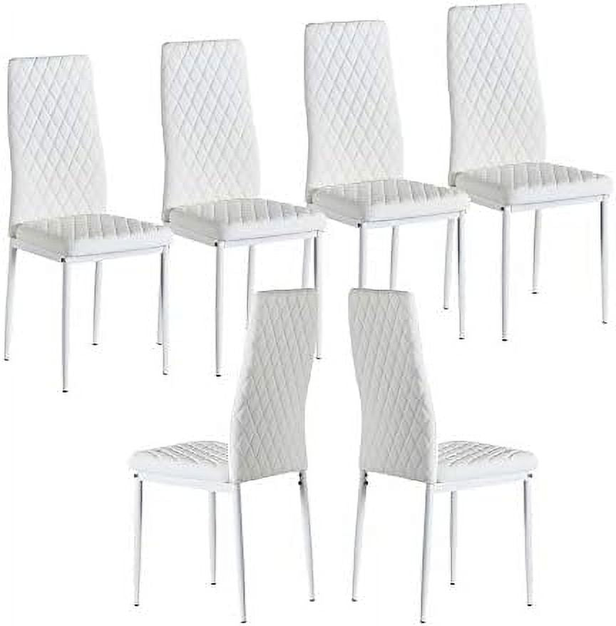 White PU Leather Upholstered Dining Chairs Set of 6 N689