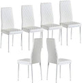 White PU Leather Upholstered Dining Chairs Set of 6 N689