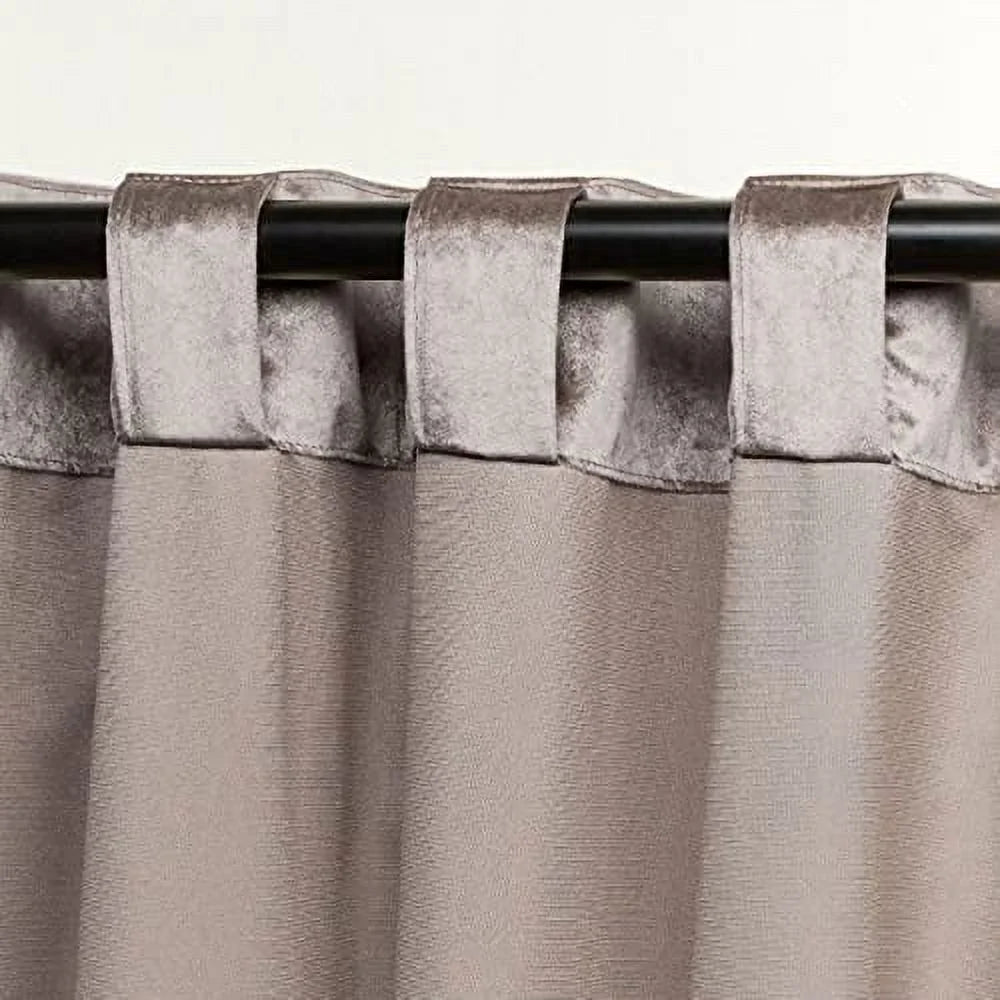 Velvet Light Filtering Hidden Tab Top Curtain Panel Pair, 52"x84", Taupe O603
