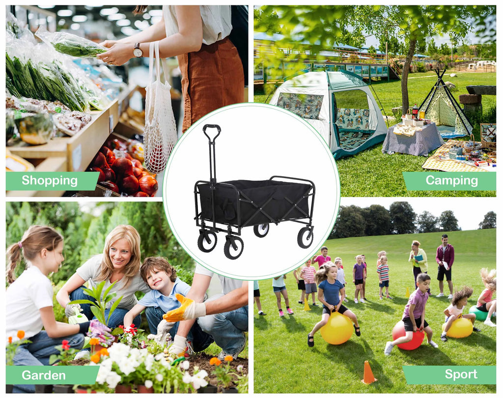 Collapsible Heavy Duty Utility Wagon with Wheels, Black C87756