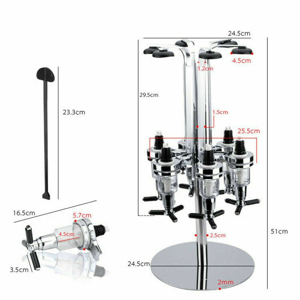 6 Head 25ml Wine Liquor Cocktail Beer Dispenser Bottle with Wall Bracket J5776