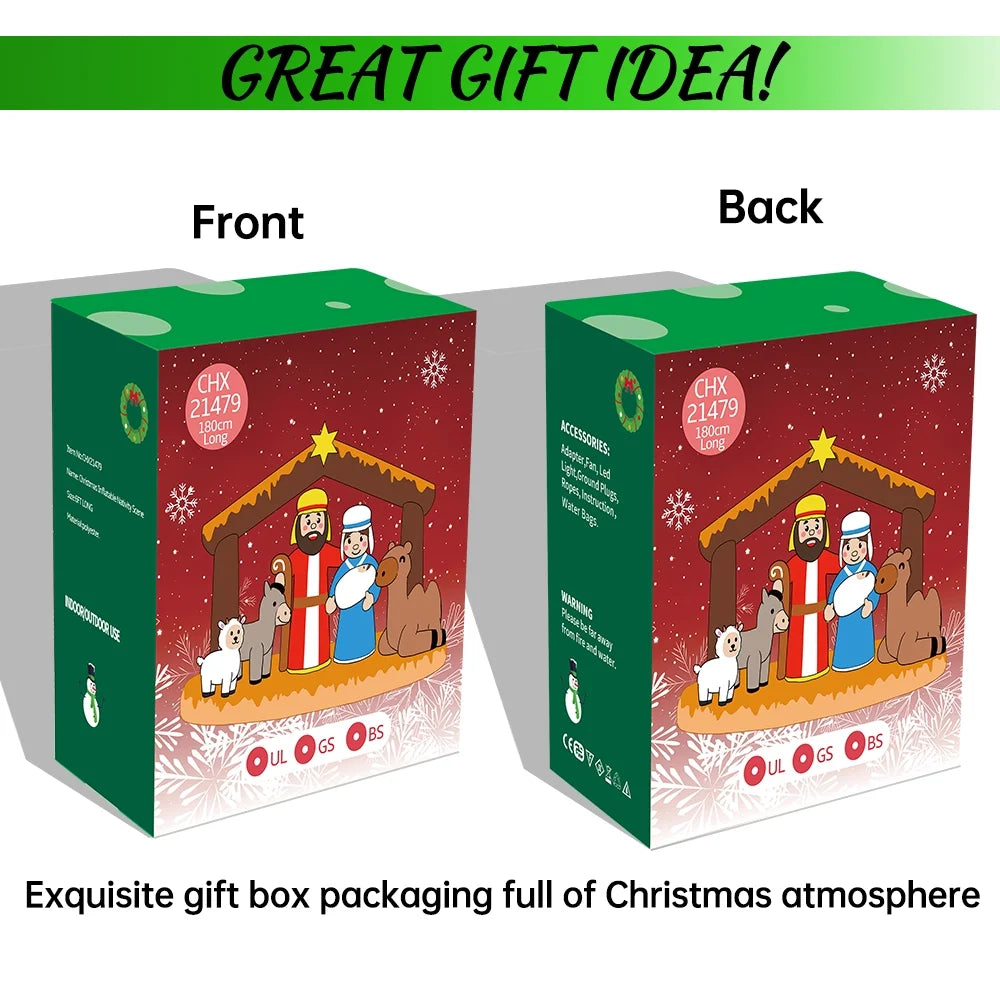 6ft Christmas Inflatables Nativity Scene with Build-in LEDs R5551