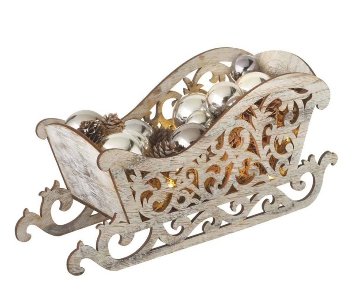 15.5x22 Pre-Lit Brown and Silver LED Christmas Tabletop Decor D5540