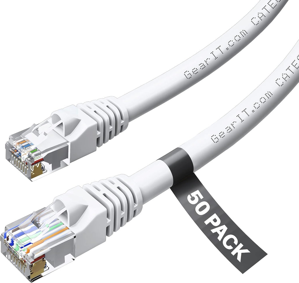 50-Pack White Cat 6 Ethernet Cable 2 Feet A748
