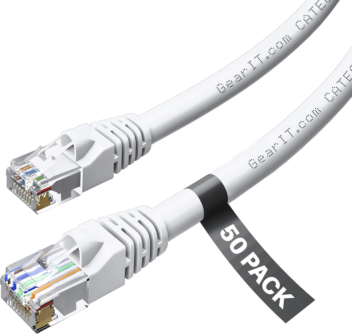 50-Pack White Cat 6 Ethernet Cable 2 Feet A748