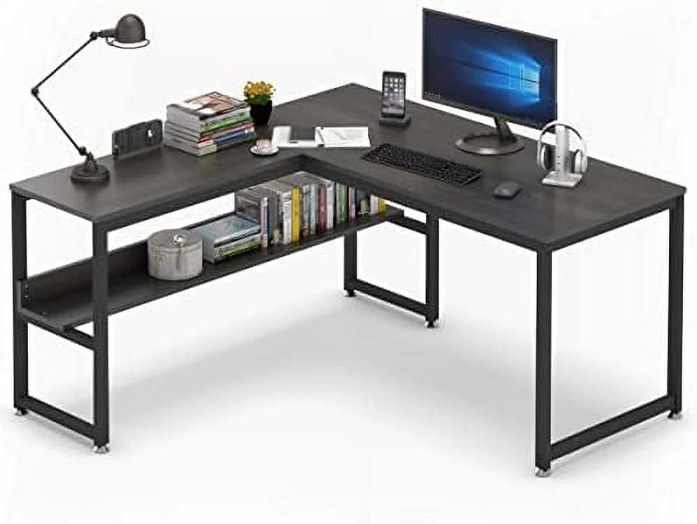 L Shaped Desk 55 inch with Shelves B663