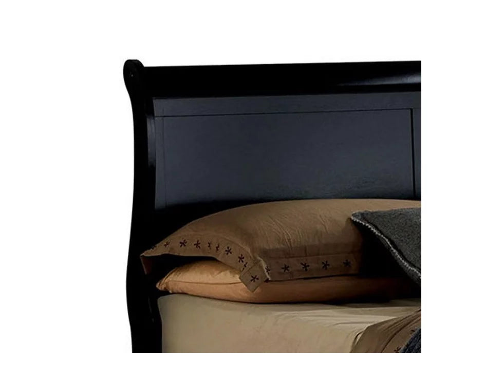 1pc Eastern King Size Black Solid Wood Bedframe F70502