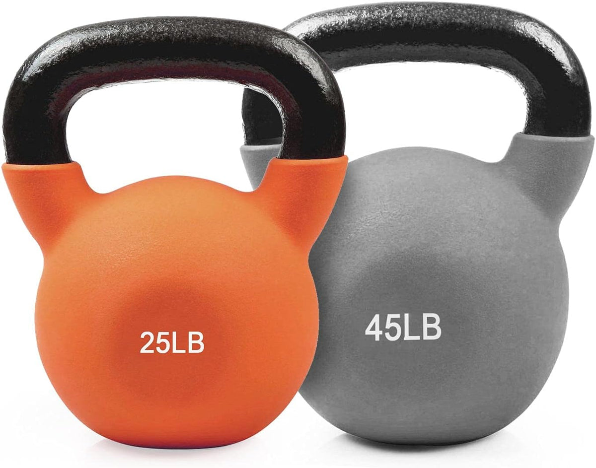 Neoprene Coated Solid Cast Iron Kettlebell 20 25 30 35 40 45 50 LB, Pack of 2 B21237