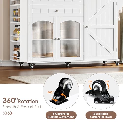 Rolling Kitchen Island with Storage and Drop Leaf Countertop X503324