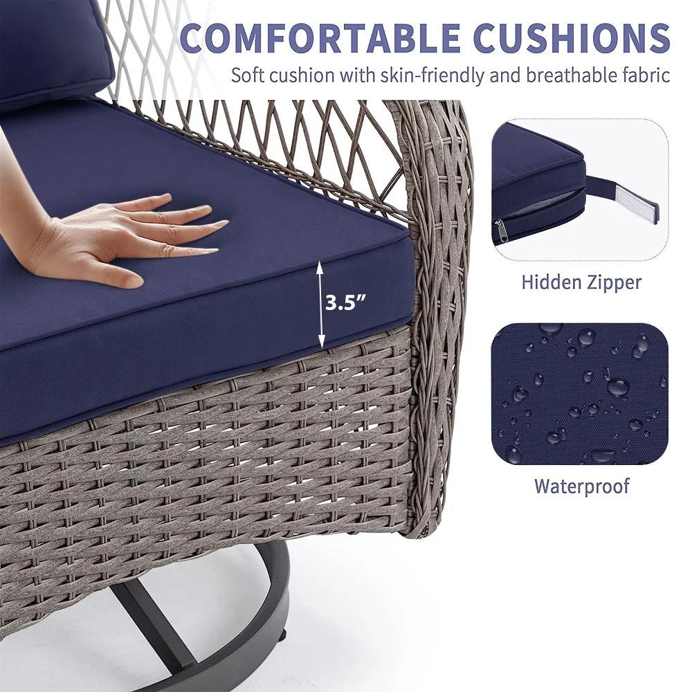 3 Piece Outdoor Bistro Swivel Chairs Set Khaki U637