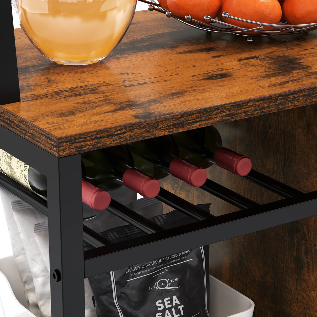 6-Tier Kitchen Microwave Oven Stand with Storage Cabinet and Wine Shelf W95115