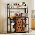 6-Tier Kitchen Microwave Oven Stand with Storage Cabinet and Wine Shelf W95115