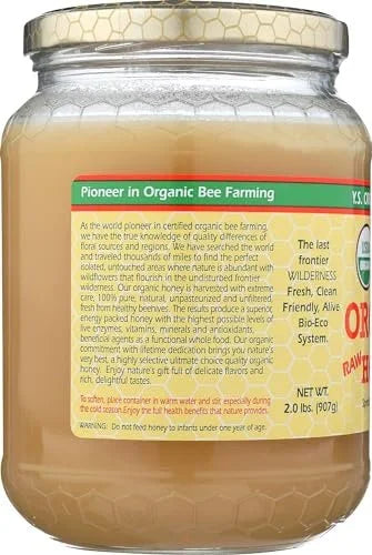 Certified Organic Raw Unprocessed Unpasteurized Honey 32oz Pack of 2 X60497